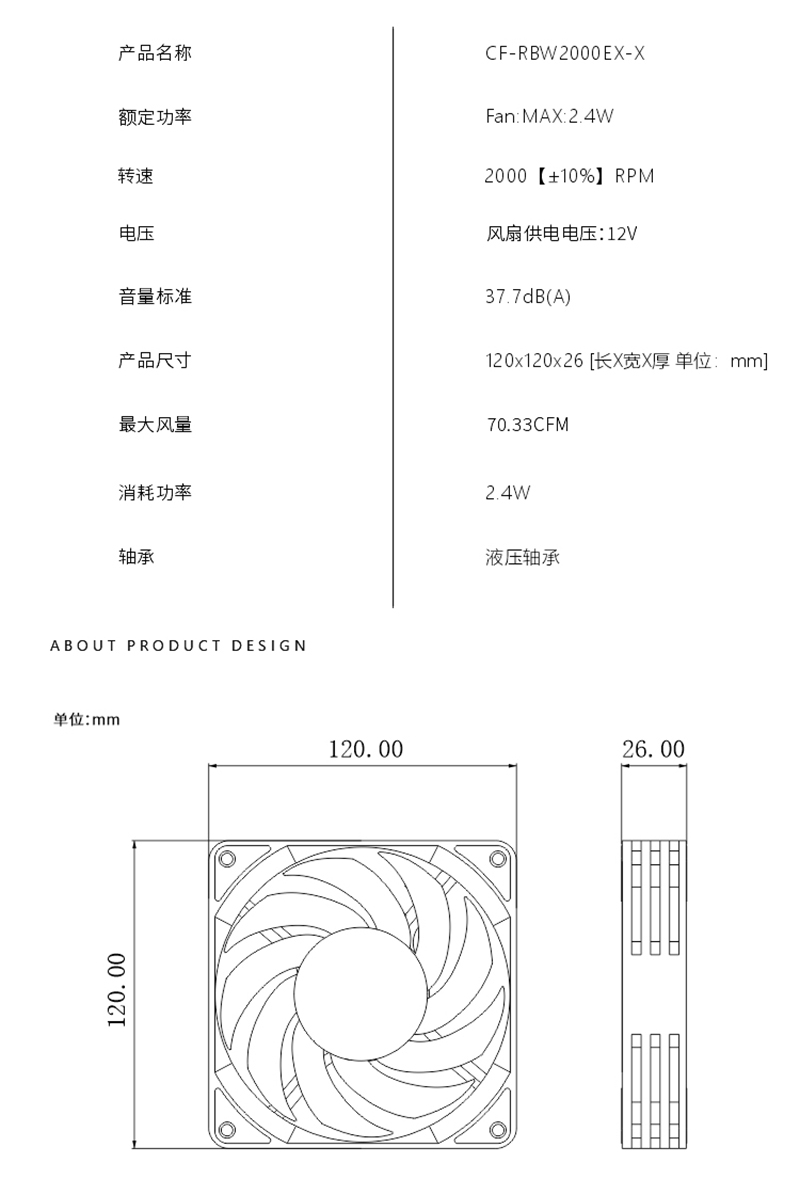 Bykski CF-RBW2000EX-X 120mm Fa - Esports Gaming Fan 评论和价格
